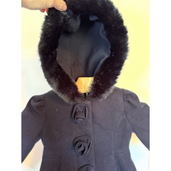 Tailored by Rothschild Wool Rose Button Down Toddler Coat Hooded Size 18 Months - Picture 1 of 5